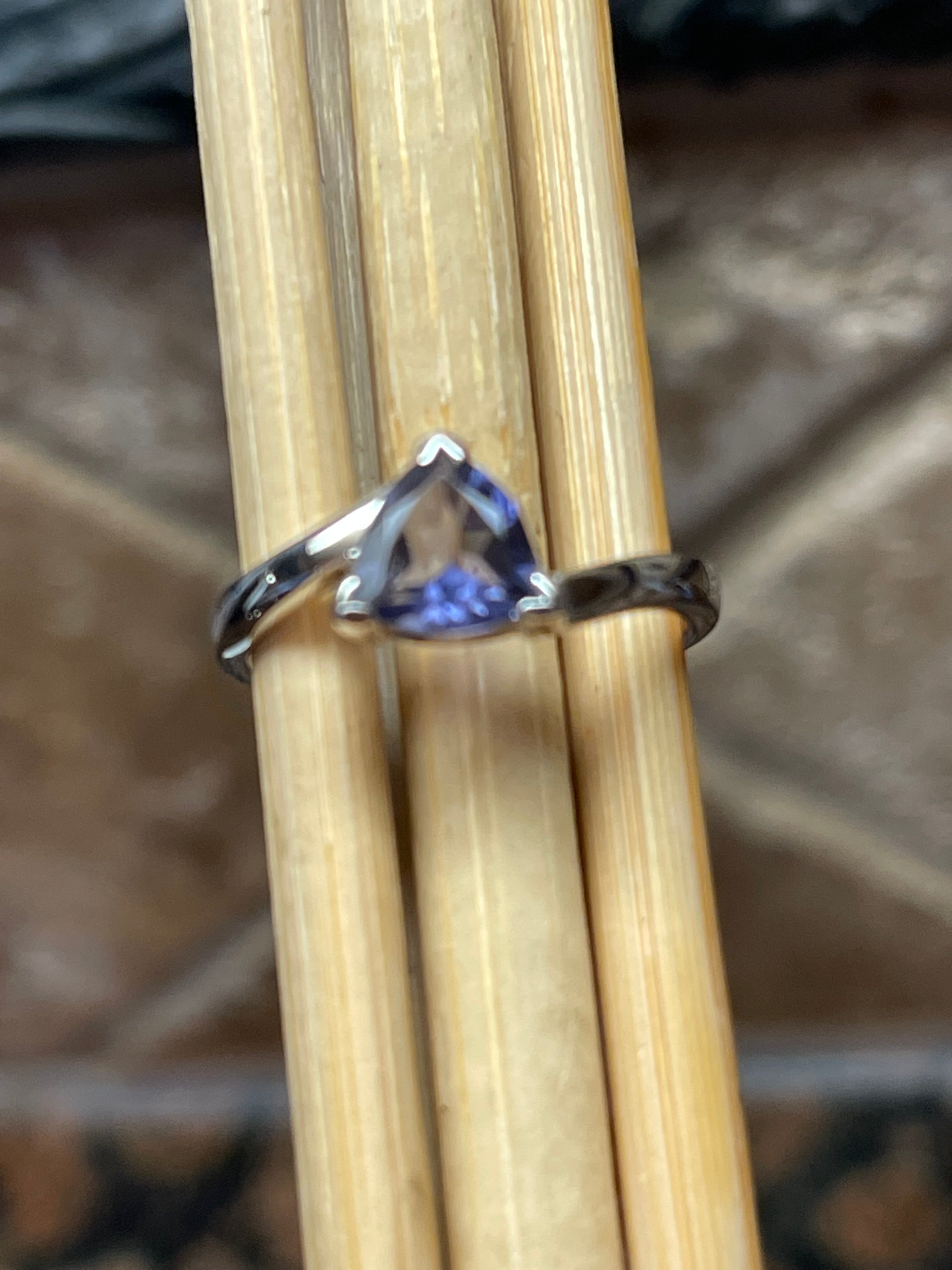 Natural 1ct Iolite 925 Solid Sterling Silver Engagement Ring Size 5, 6, 7, 8, 9 - Natural Rocks by Kala