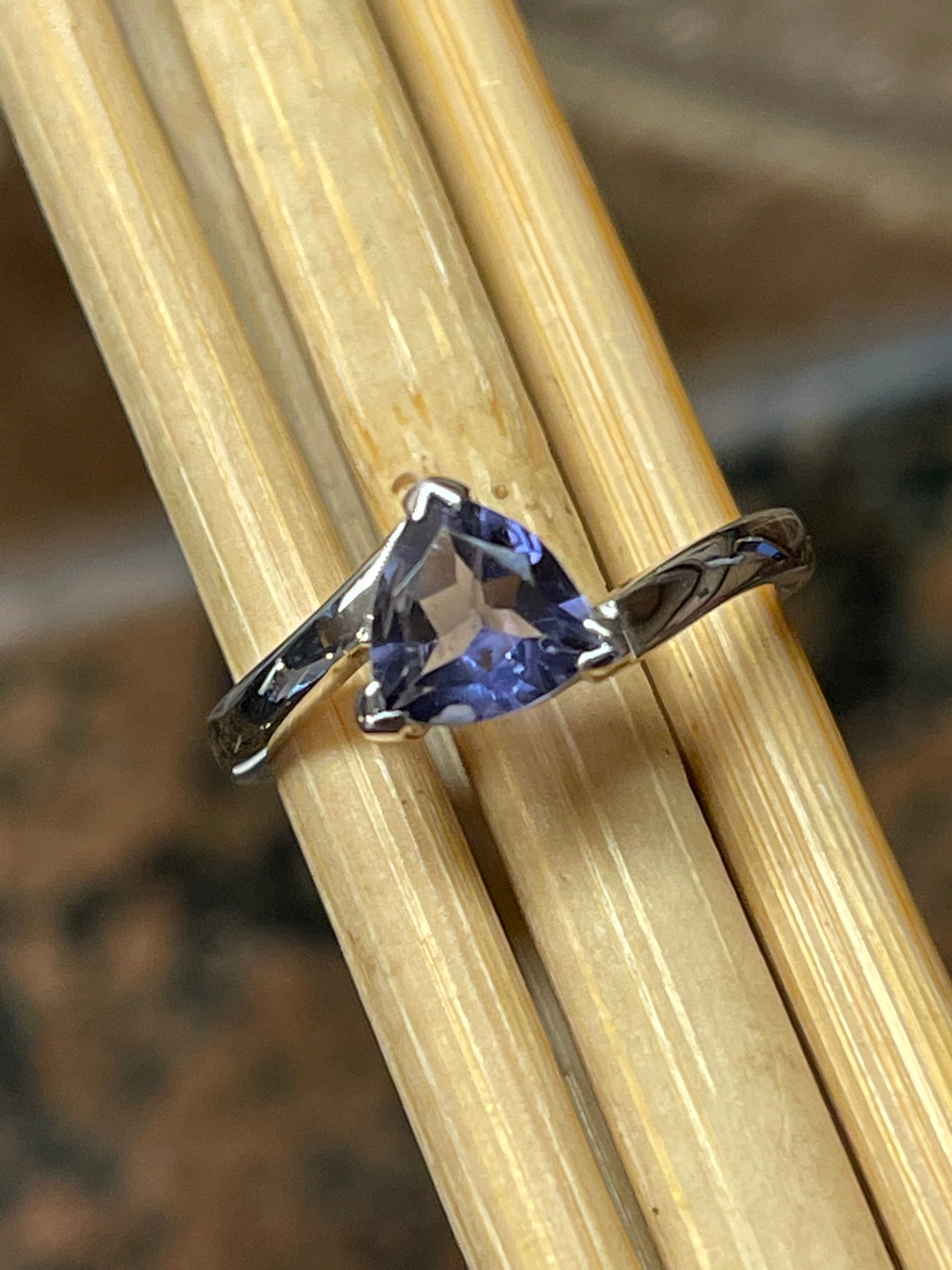 Natural 1ct Iolite 925 Solid Sterling Silver Engagement Ring Size 5, 6, 7, 8, 9 - Natural Rocks by Kala