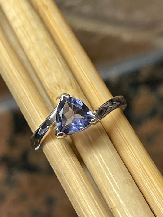 Natural 1ct Iolite 925 Solid Sterling Silver Engagement Ring Size 5, 6, 7, 8, 9 - Natural Rocks by Kala