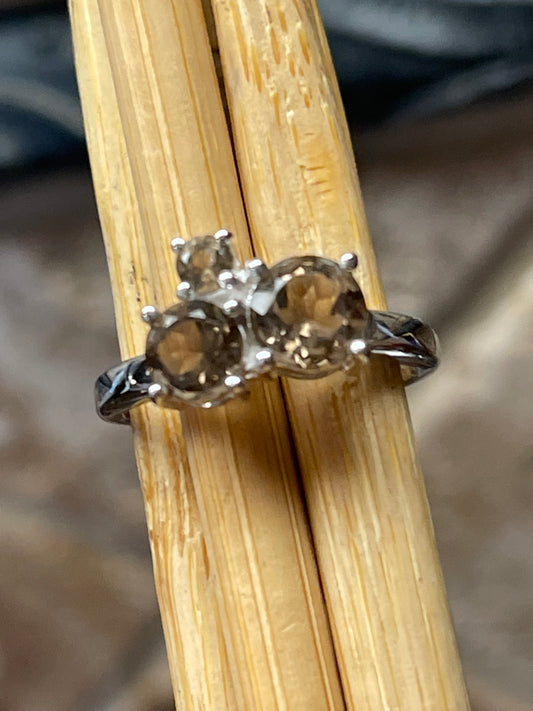 Genuine 2ct Smoky Topaz 925 Solid Sterling Silver Ring Size 5, 6, 7, 8, 9 - Natural Rocks by Kala