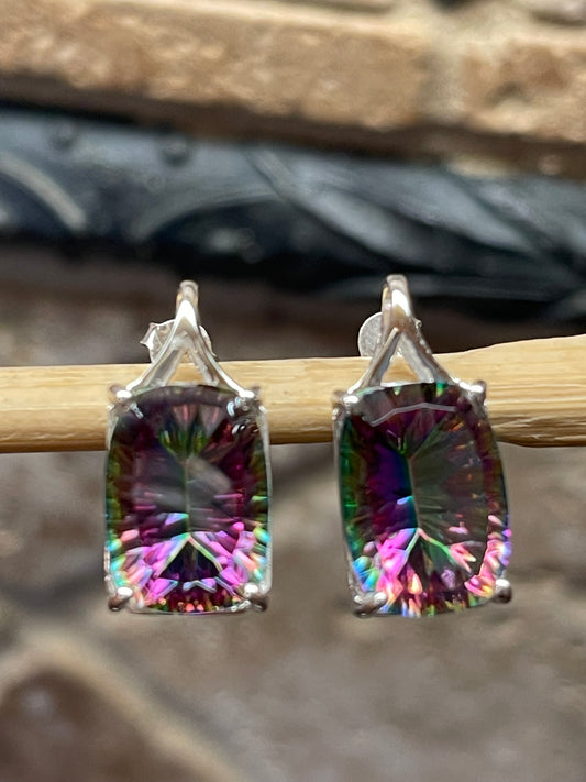 Gorgeous 10ct Mystic Topaz 925 Solid Sterling Silver Earrings 20mm - Natural Rocks by Kala