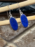 Natural Lapis Lazuli 925 Solid Sterling Silver Earrings 35mm - Natural Rocks by Kala