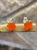 Natural Carnelian 925 Solid Sterling Silver Earrings 7mm - Natural Rocks by Kala