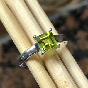 Natural 1.25ct Green Peridot 925 Solid Sterling Silver Ring Size 6, 7, 8, 9 - Natural Rocks by Kala