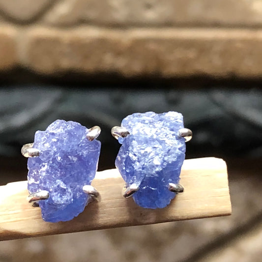 Natural Blue Tanzanite 925 Solid Sterling Silver Earrings 10mm - Natural Rocks by Kala
