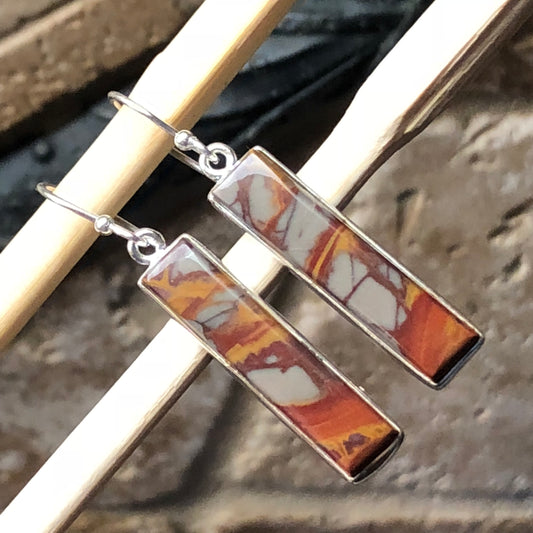 Genuine Australian Noreena Jasper 925 Solid Sterling Silver Earrings 40mm - Natural Rocks by Kala