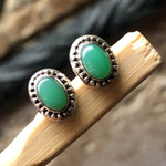 Natural Australian Green Chrysoprase 925 Sterling Silver Earrings 9mm - Natural Rocks by Kala