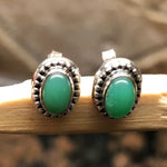 Natural Australian Green Chrysoprase 925 Sterling Silver Earrings 9mm - Natural Rocks by Kala