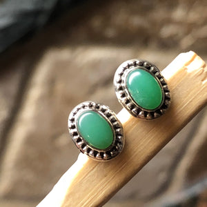 Natural Australian Green Chrysoprase 925 Sterling Silver Earrings 9mm - Natural Rocks by Kala