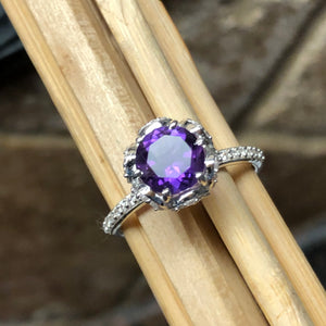 Natural 1ct Purple Amethyst 925 Solid Sterling Silver Ring Size 5, 7, 8, 9 - Natural Rocks by Kala