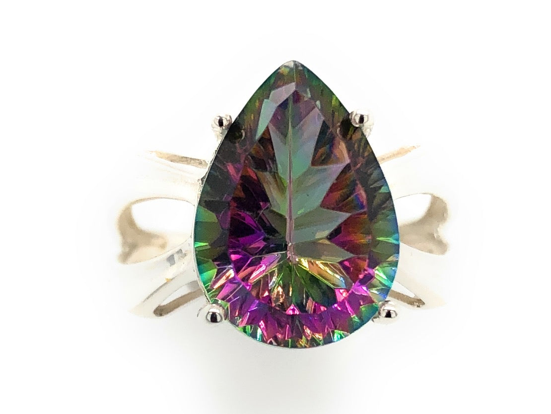 Beautiful 2.5ct Mystic Topaz 925 Solid Sterling Silver Ring Size 6, 8, 9