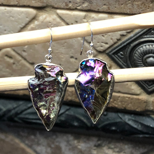 Natural Titanium Quartz 925 Solid Sterling Silver Earrings 40mm - Natural Rocks by Kala