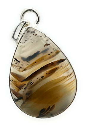Natural Montana Moss Agate 925 Sterling Silver Pendant 35mm - Natural Rocks by Kala
