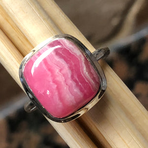 Natural Pink Rhodocrosite 925 Solid Sterling Silver Ring Size 7.75 - Natural Rocks by Kala
