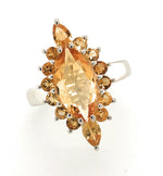 Natural 10ct Golden Citrine 925 Solid Sterling Silver Ring Size 6, 7, 8, 10 - Natural Rocks by Kala