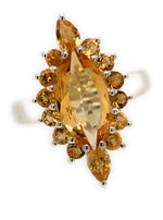 Natural 10ct Golden Citrine 925 Solid Sterling Silver Ring Size 6, 7, 8, 10 - Natural Rocks by Kala