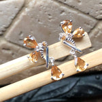 Natural 3.5ct Golden Citrine 925 Solid Sterling Silver Earrings 25mm - Natural Rocks by Kala
