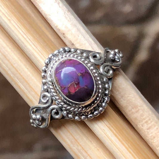 Gorgeous Purple Copper Mohave Turquoise 925 Solid Sterling Silver Engagement Ring Size 6, 7, 8, 9 - Natural Rocks by Kala