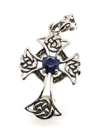 Beautiful Blue Sapphire 925 Solid Sterling Silver Cross Pendant 35mm - Natural Rocks by Kala