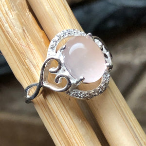 Natural Pink Rose Quartz 925 Sterling Silver Ring Size 5, 6, 7, 8, 9 - Natural Rocks by Kala