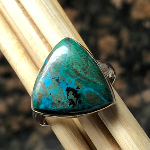 Natural Malachite in Chrysocolla 925 Solid Sterling Silver Ring Size 6.25 - Natural Rocks by Kala