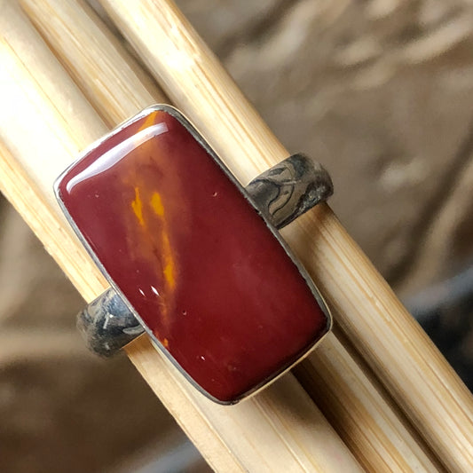 Natural Australian Mookaite Jasper 925 Solid Sterling Silver Ring Size 7.75 - Natural Rocks by Kala