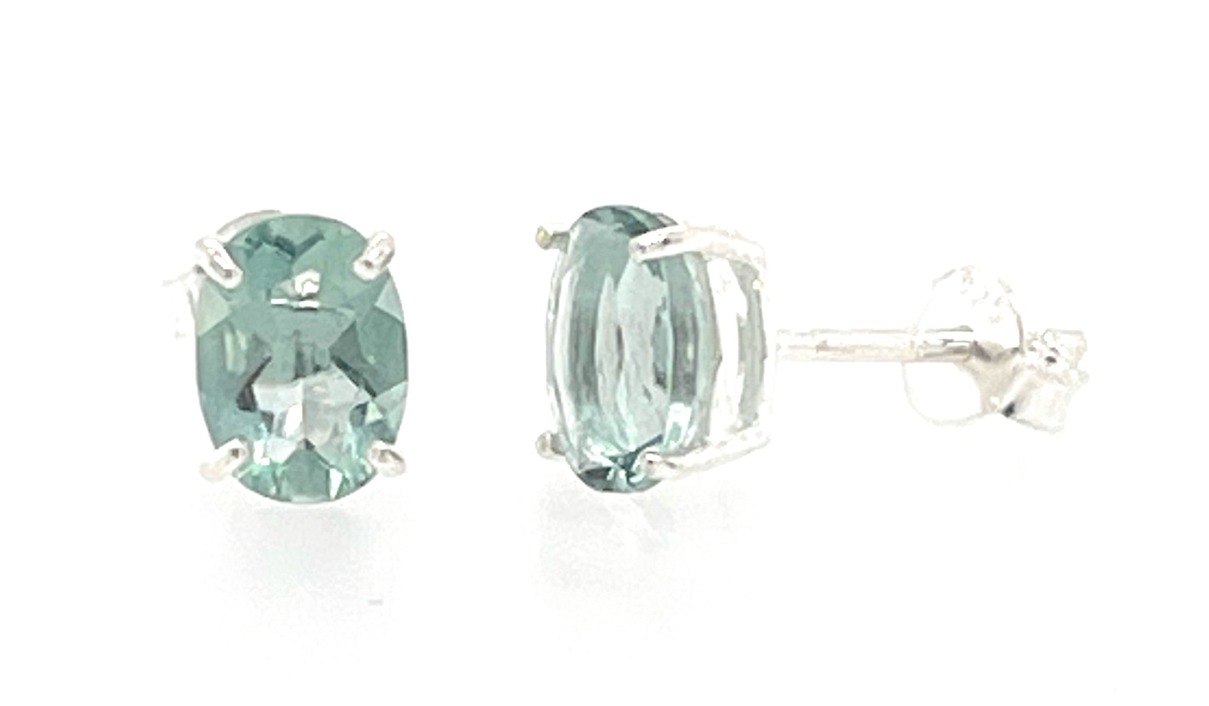 Natural 2ct Blue Aquamarine 925 Solid Sterling Silver Earrings 8mm - Natural Rocks by Kala