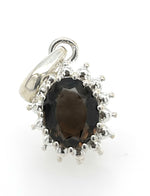 Genuine 4ct Smoky Topaz 925 Solid Sterling Silver Pendant 24mm - Natural Rocks by Kala