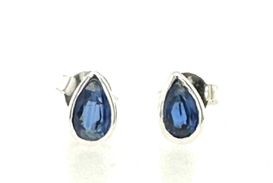 Genuine London Blue Topaz 925 Solid Sterling Silver Earrings 7mm - Natural Rocks by Kala