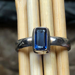 Natural Royal Blue Kyanite 925 Solid Sterling Silver Engagement Ring Size 7, 8 - Natural Rocks by Kala