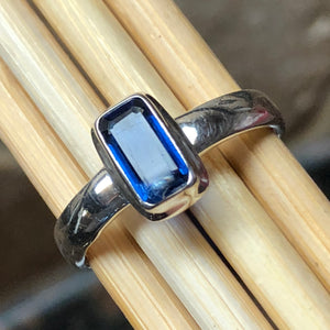 Natural Royal Blue Kyanite 925 Solid Sterling Silver Engagement Ring Size 7, 8 - Natural Rocks by Kala