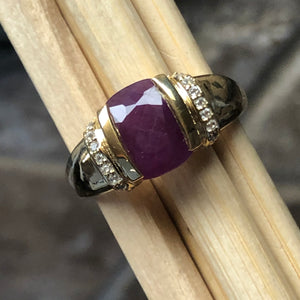 Natural Ruby 14k Vermeil Gold Over Silver Wedding Ring Size 5, 6, 7, 8, 9 - Natural Rocks by Kala