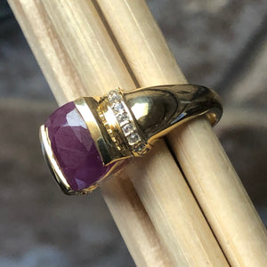 Natural Ruby 14k Vermeil Gold Over Silver Wedding Ring Size 5, 6, 7, 8, 9 - Natural Rocks by Kala