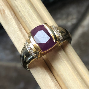 Natural Ruby 14k Vermeil Gold Over Silver Wedding Ring Size 5, 6, 7, 8, 9 - Natural Rocks by Kala