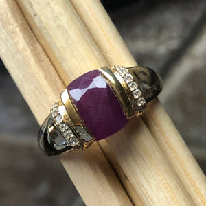 Natural Ruby 14k Vermeil Gold Over Silver Wedding Ring Size 5, 6, 7, 8, 9 - Natural Rocks by Kala