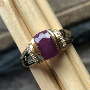 Natural Ruby 14k Vermeil Gold Over Silver Wedding Ring Size 5, 6, 7, 8, 9 - Natural Rocks by Kala