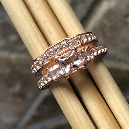 Natural 1ct Peach Morganite 14k Rose Gold Over Sterling Silver Engagement Ring Size 6, 7.25, 8.25, 9.25 - Natural Rocks by Kala