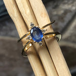 Natural Aquamarine, Tanzanite14k Rose Gold Over Silver Reversible Engagement Ring Size 5, 6, 7, 8, 9, 10 - Natural Rocks by Kala