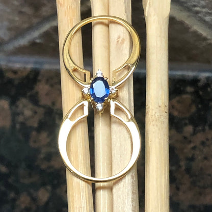 Natural Aquamarine, Tanzanite14k Rose Gold Over Silver Reversible Engagement Ring Size 5, 6, 7, 8, 9, 10 - Natural Rocks by Kala