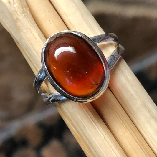 Natural Hessonite Garnet 925 Solid Sterling Silver Ring Size 7, 7.5 - Natural Rocks by Kala