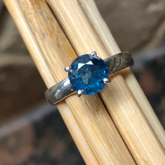 Natural Teal Blue Kyanite 925 Solid Sterling Silver Engagement Ring Size 6, 7, 9, 9.5 - Natural Rocks by Kala