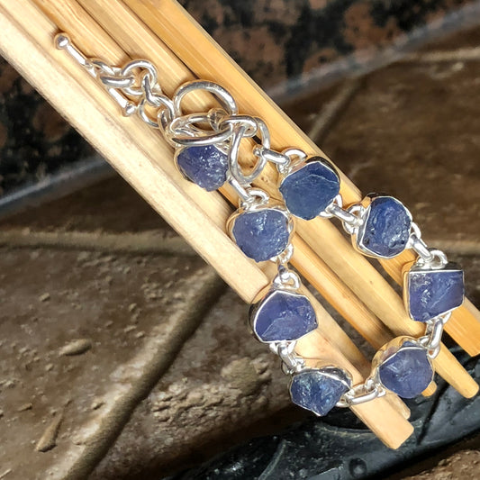Natural Blue Tanzanite 925 Solid Sterling Silver Bracelets 7" - Natural Rocks by Kala