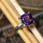 Natural 8ct Purple Amethyst 925 Solid Sterling Silver Ring Size 8 - Natural Rocks by Kala