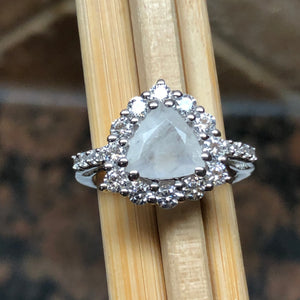 Genuine Rainbow Moonstone 925 Solid Sterling Silver Ring Size 6, 7, 7.5, 8.25 - Natural Rocks by Kala