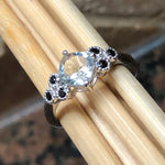 Natural 1ct Aquamarine, Blue Sapphire 925 Solid Sterling Silver Engagement Ring Size 6, 7, 8, 9 - Natural Rocks by Kala