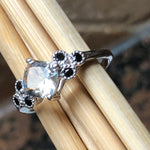 Natural 1ct Aquamarine, Blue Sapphire 925 Solid Sterling Silver Engagement Ring Size 6, 7, 8, 9 - Natural Rocks by Kala