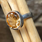 Genuine 4ct Golden Citrine 925 Solid Sterling Silver Ring Size 6.5, 7 - Natural Rocks by Kala