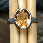 Genuine 4ct Golden Citrine 925 Solid Sterling Silver Ring Size 6.5, 7 - Natural Rocks by Kala
