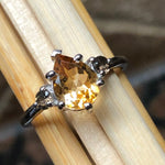 Natural Golden Citrine, Iolite 925 Solid Sterling Silver Engagement Ring Size 6, 7, 8, 9 - Natural Rocks by Kala