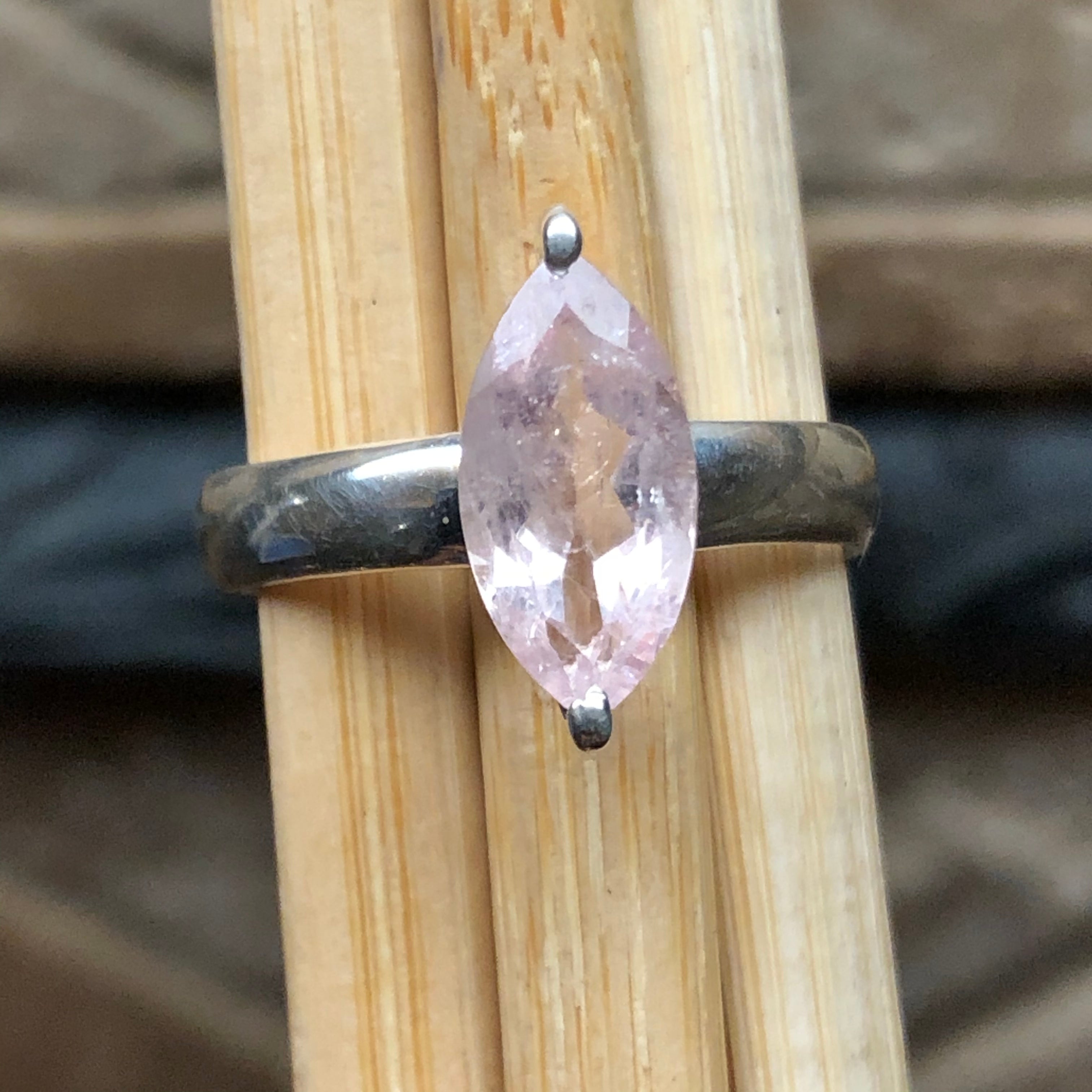 Natural Pink Morganite 925 Solid Sterling Silver Engagement Ring Size 7 - Natural Rocks by Kala